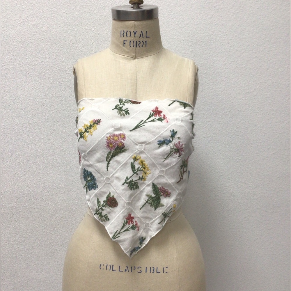 Embroidered Floral Scarf Top